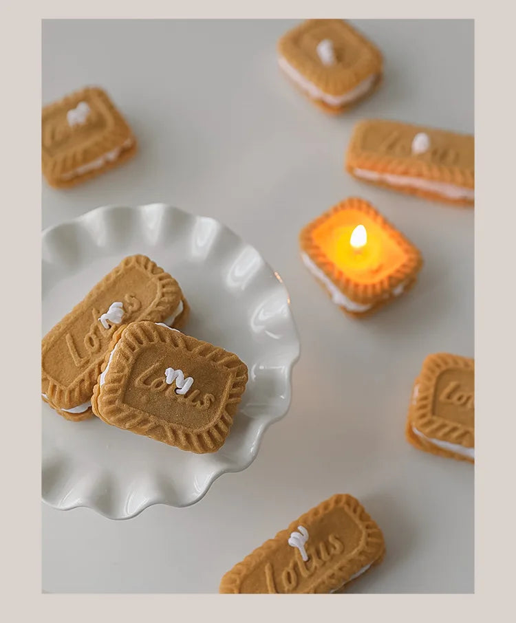 Cute handmade biscuit-shaped scented candle, for aromatherapy, soy wax, for weddings, birthdays, parties, and home decoration