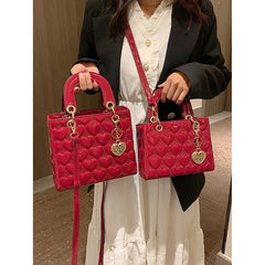 Red Love - Women's Patent Leather Handbag, Glossy Surface, High-End Design, Wedding Cuff Bag, Striking Shoulder Bag, New Fashion 
