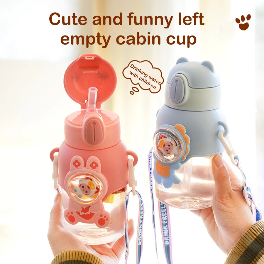 Tasse d'eau d'été Kawaii de 600ML pour enfants, tasse en paille antichute de grande valeur pour garçons et Cirls, bouilloire pour bébé aller à l'école