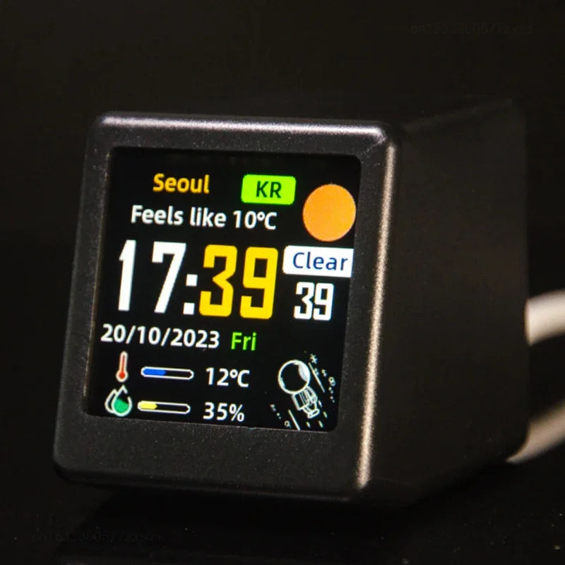 Petit réveil portable intelligent WiFi, station météo, affichage de la température et de l'humidité, horloge, décoration de bureau