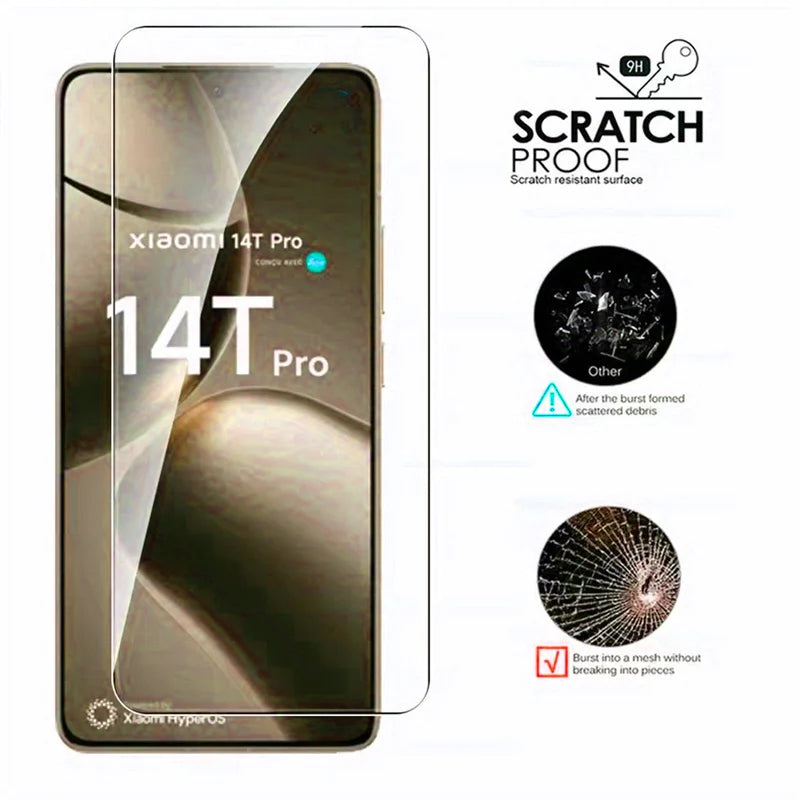 Tempered glass screen protector, 3-pack, for Xiaomi Mi 15T, 14T, 13T Pro; Protective film for Xiaomi Mi 12T, 11T, 10T Pro