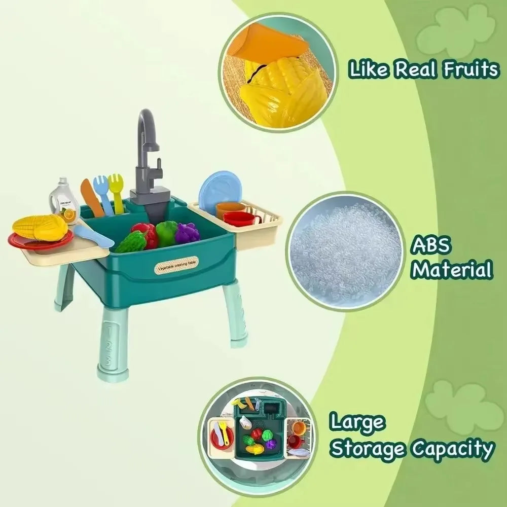 Jouets de lavage de légumes pour enfants, jeu à la maison, éducation précoce, simulation de cuisine, table à vaisselle électrique, sortie d'eau