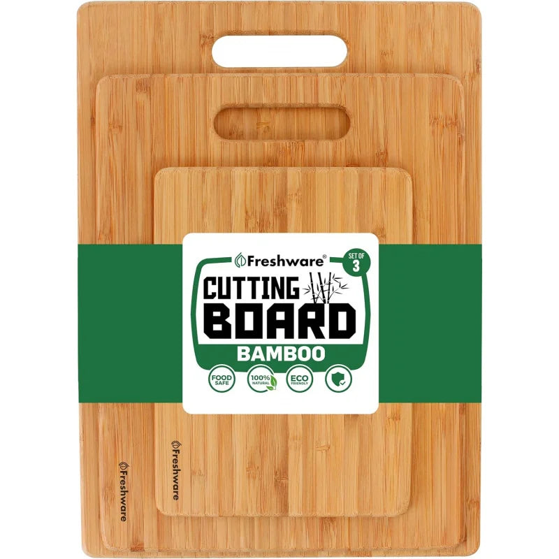 Planches à découper en bambou pour la cuisine, planche à découper en bois pour hacher de la viande, des fruits, du fromage, lot de 3