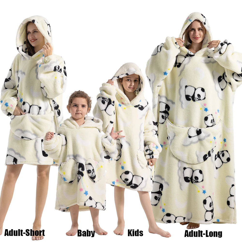 Sweat-shirt à capuche d'hiver pour femmes et hommes, pull polaire géant TV, couverture surdimensionnée avec manches, vêtements citrouille d'halloween pour adultes