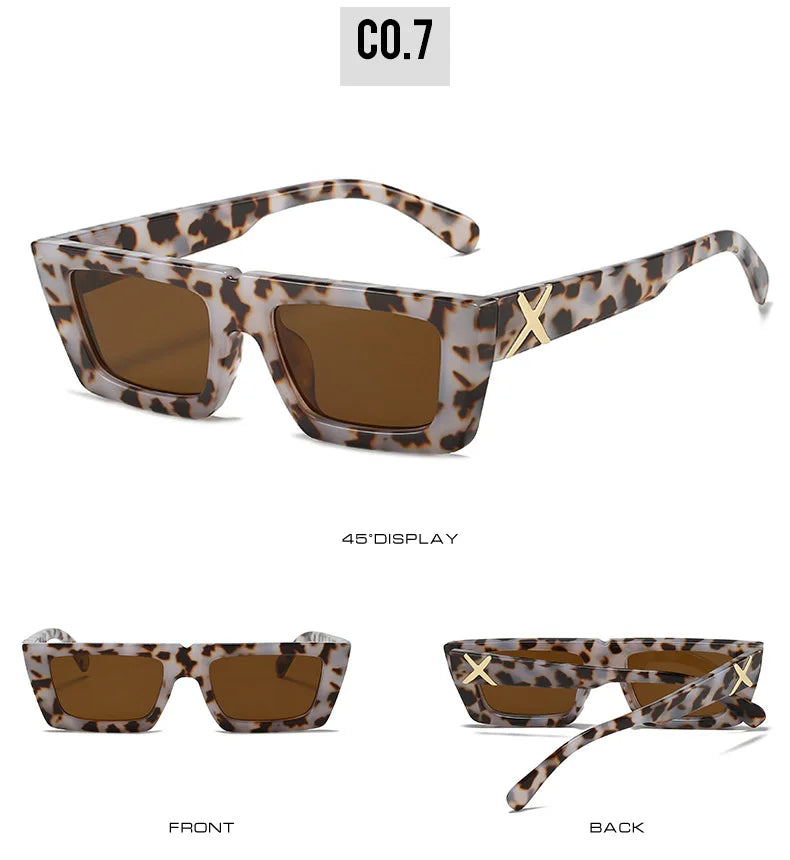 Lunettes de soleil à spoage X, petit cadre carré, temples personnalisés, accessoires streetwear quotidiens pour femmes, protection UV pour hommes, conduite