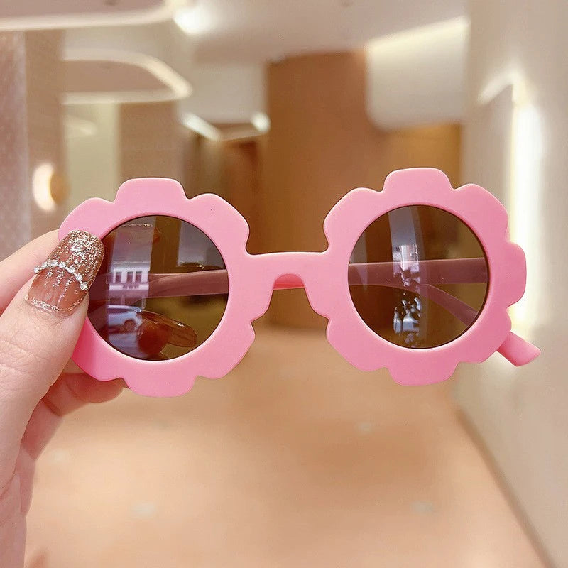 Lunettes de soleil mignonnes à fleurs pour enfants, cadre pour documents bonbons, protection UV extérieure pour garçons et filles