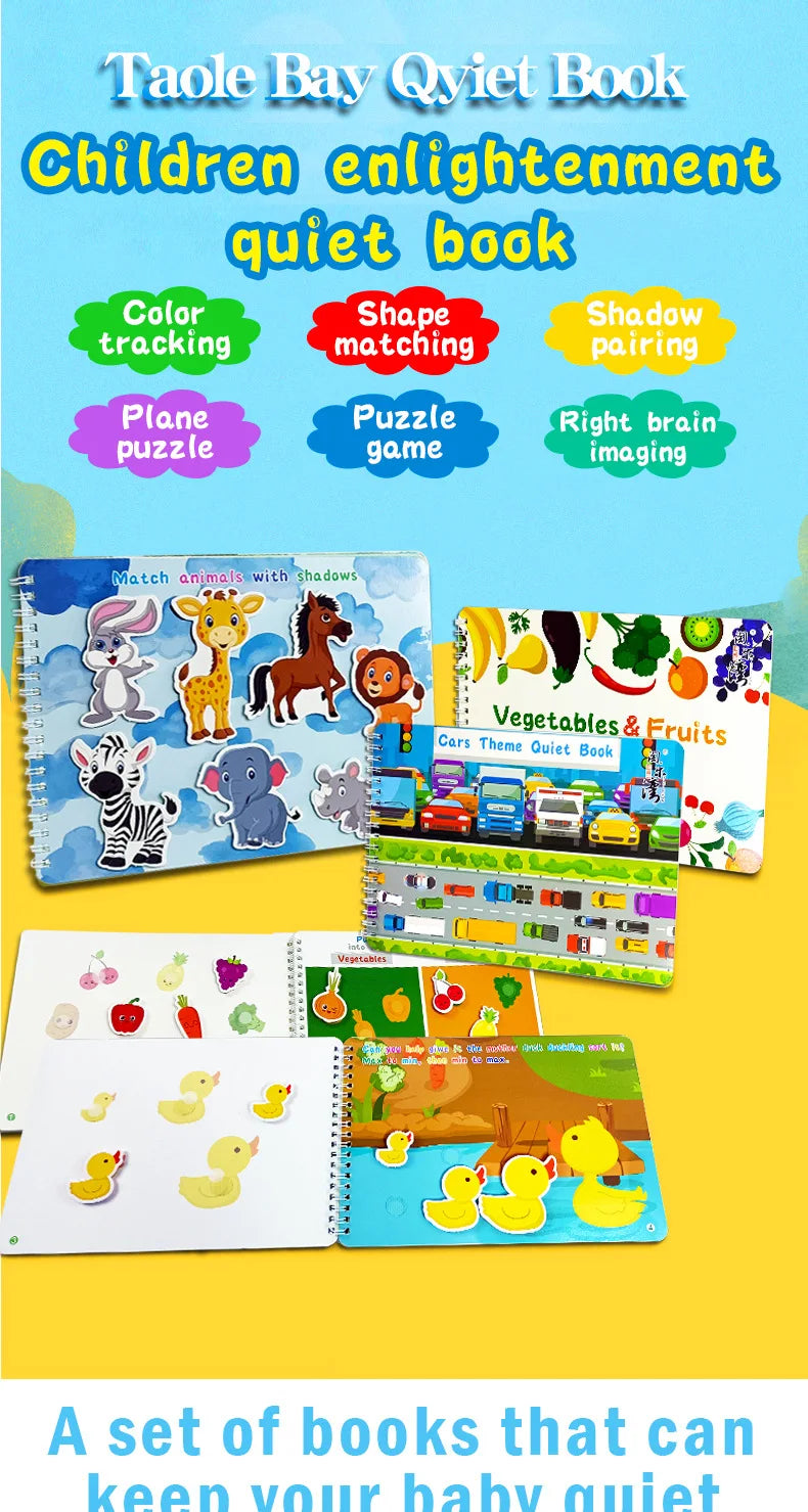 Livre occupé Montessori pour enfants en bas âge, jouets éducatifs pour bébés, livre silencieux, chiffres d'animaux, puzzle assorti