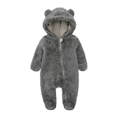 Barboteuse pour bébé de 0 à 24 mois, vêtements d'hiver pour nouveau-né, garçon et fille, body à fermeture éclair, ours en polaire, pyjama à capuche