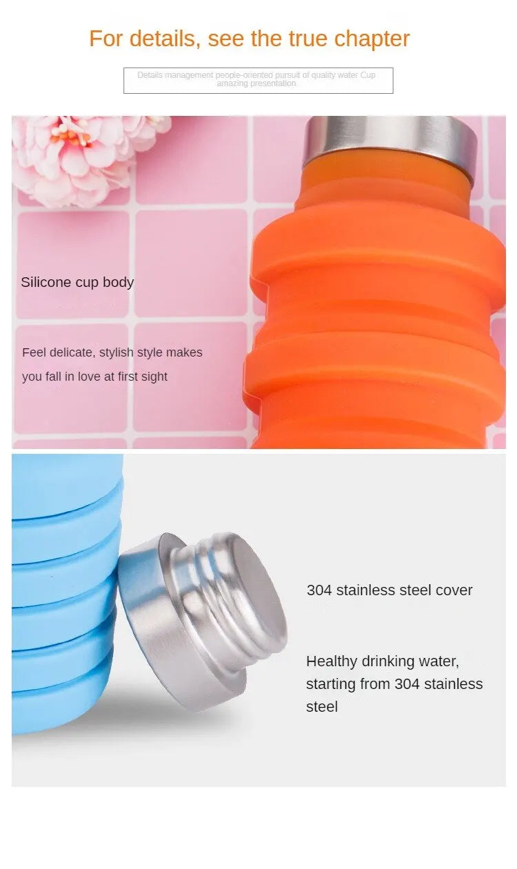 1pc Pliable Bouteille D'eau, Réutilisable Sans BPA Silicone Pliable Bouteilles Portable De Noël Cadeaux, Thanksgiving Cadeaux