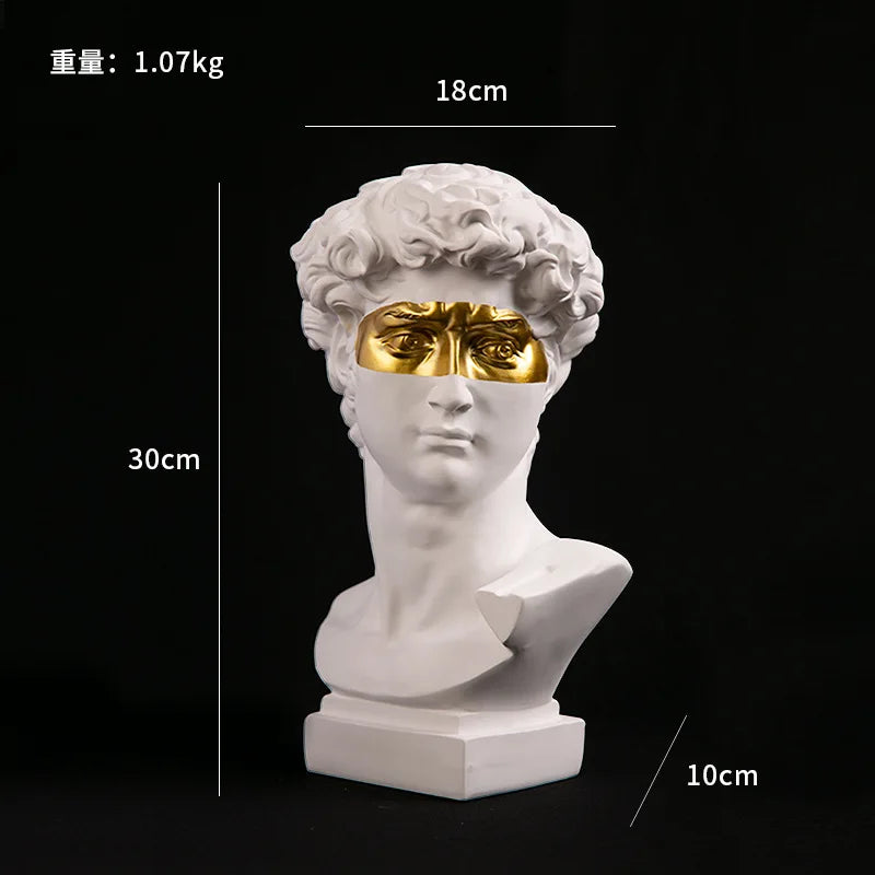 European home decor, David head resin statues, modern abstract art bust sculpture, practical sketch art