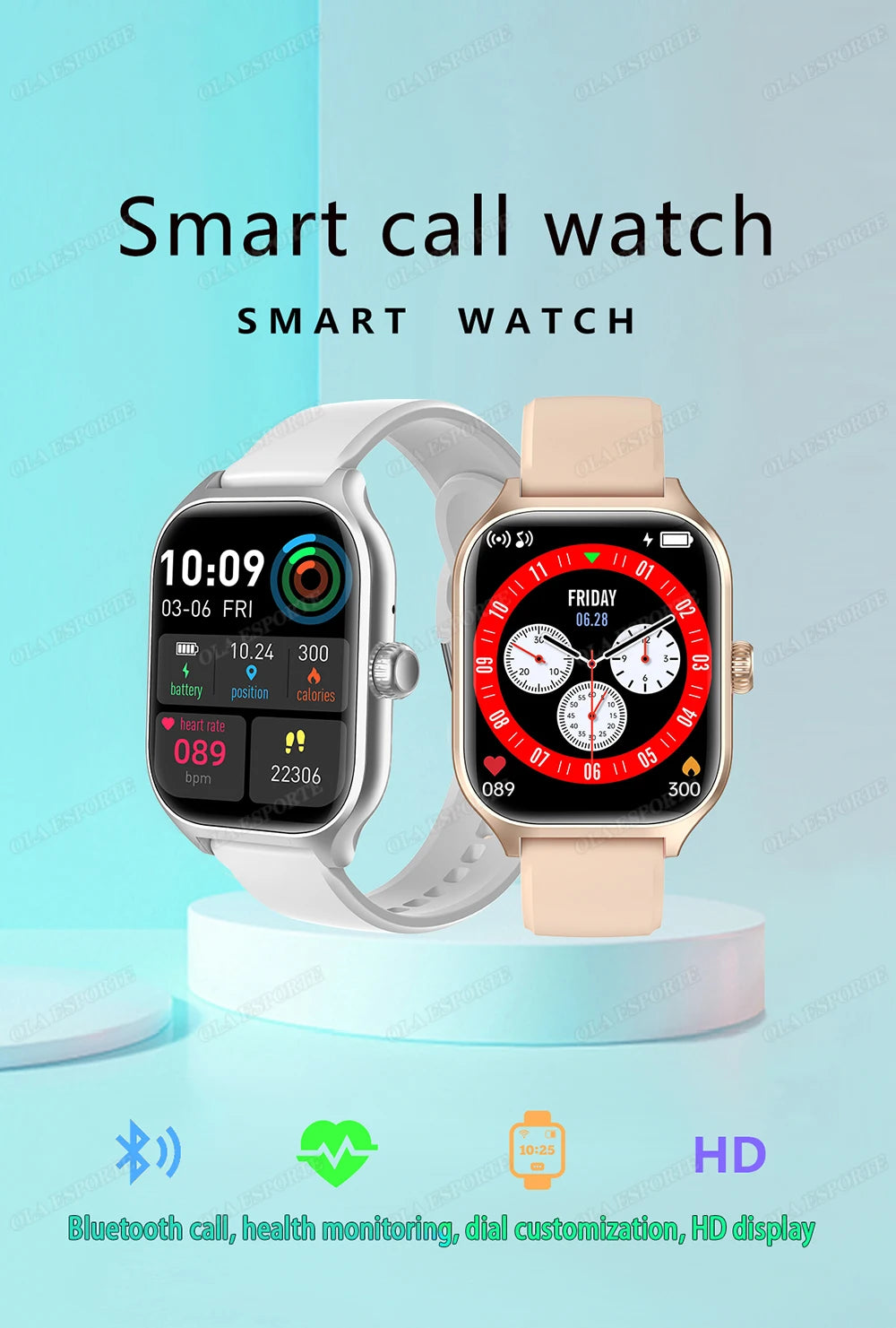 Nouvelle montre intelligente 2.01 pouces HD affichage réponse faire appel Message vue Modes de Sport bricolage cadran prévisions météorologiques pour hommes femmes