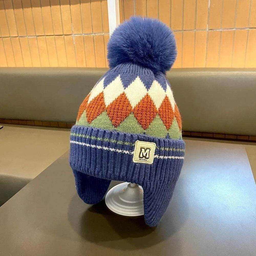 Nouveau haute qualité 2-5 ans bébé tricoté chapeau chaud épaissir enfants cache-oreilles casquette coupe-vent tricoté laine chapeau automne hiver