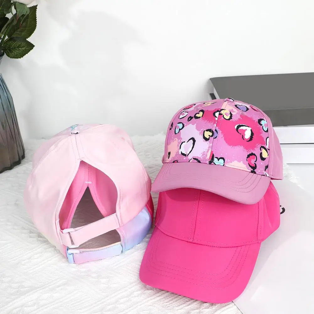Casquette de Baseball pour Enfant Fille et Garçon, Chapeau de Soleil, Dos Creux, Queue de Cheval, Snapback Hip Hop, Os Réglables
