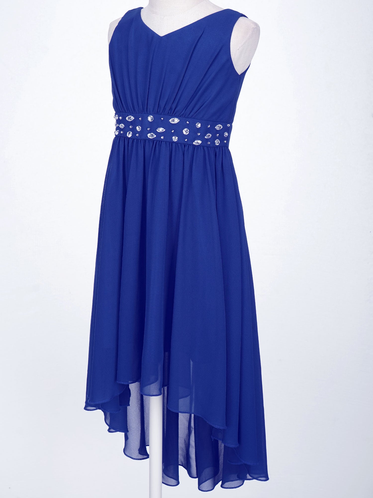 Robe perlée pour filles, élégante, brillante, rose, pour adolescentes, pour cérémonie de première Communion, ourlet Hi-Lo, fleur de demoiselle d'honneur