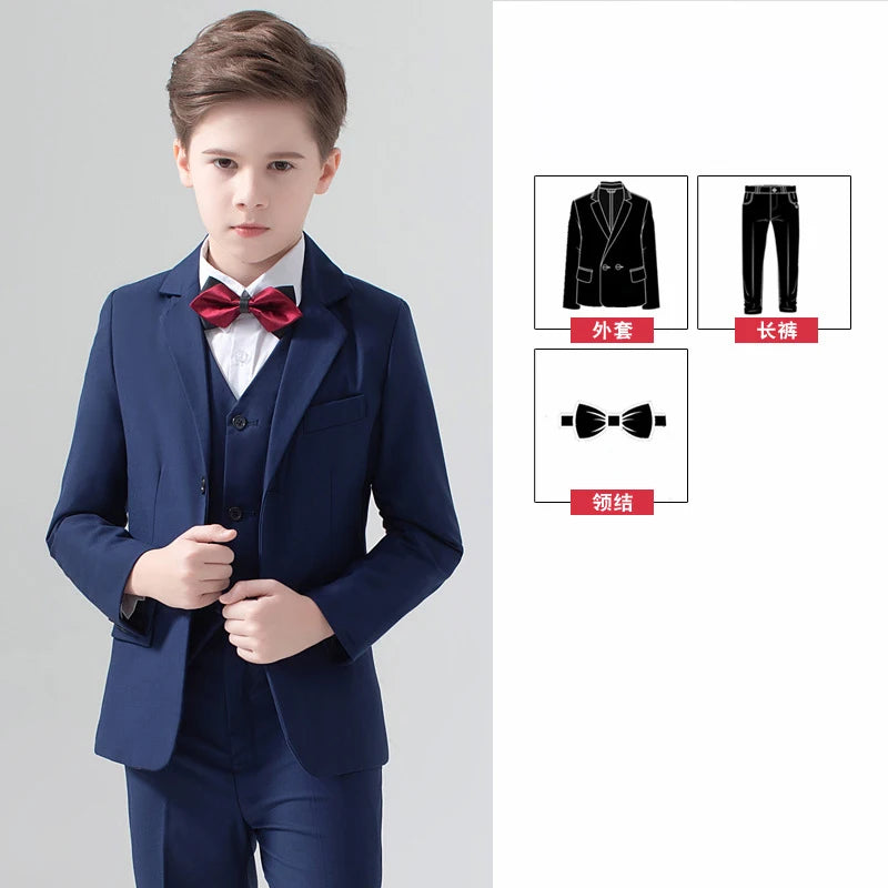 Children's Wedding Show Suit, Formal Suit, Blazer, Jacket, Pants, Bow Tie, 3 Pieces
