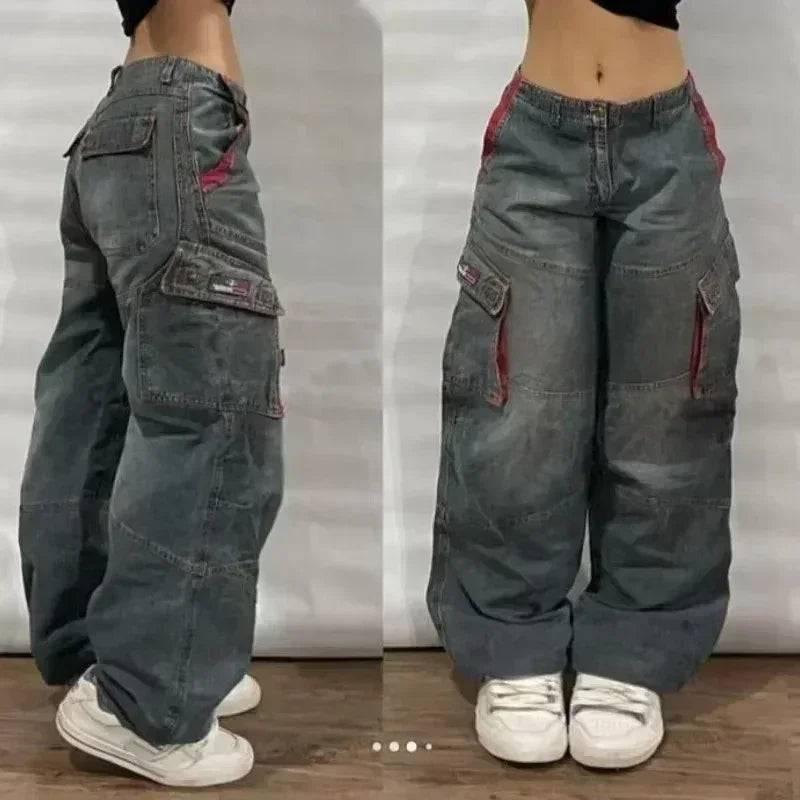 American Y2K 2025 New Baggy Wide Leg Black Oversized Jeans Women's Casual Street Joker Denim Pants Couple Jeans Vintage Streetwear