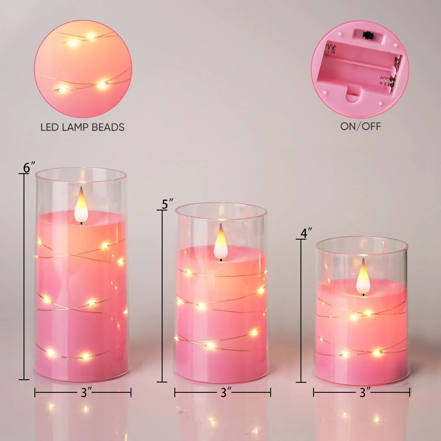 Bougie sans flamme, bougie à batterie avec guirlande lumineuse, bougies sans flamme avec fonction de minuterie de télécommande à 11 touches pour la maison