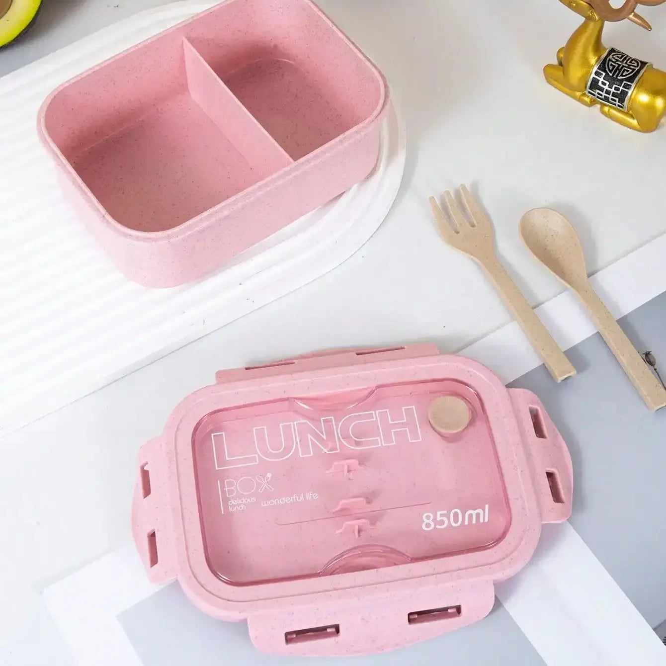 Boîte à déjeuner 1 pièce, boîte à déjeuner, forme carrée de couleur unie pour la journée des employés de bureau, scellée avec une vaisselle, boîte à repas pour four à micro-ondes
