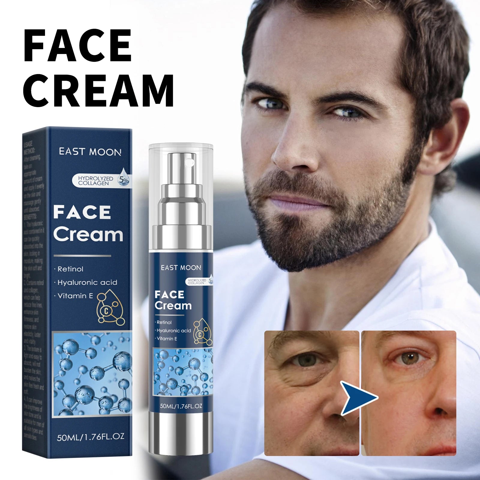 Crème pour le visage au rétinol pour hommes, raffermissante, éclaircissante, estompe les ridules, Anti-poches, hydratante, nourrissante, soins pour la peau du visage