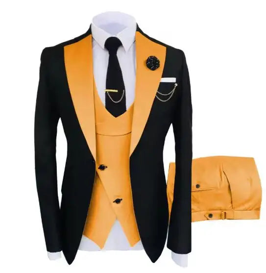 New Men's Suit Popular Luxury Clothing Party Stage Men's Suit Groomsmen Regular Fit Tuxedo 3 Piece Set Jacket + Pants + Vest