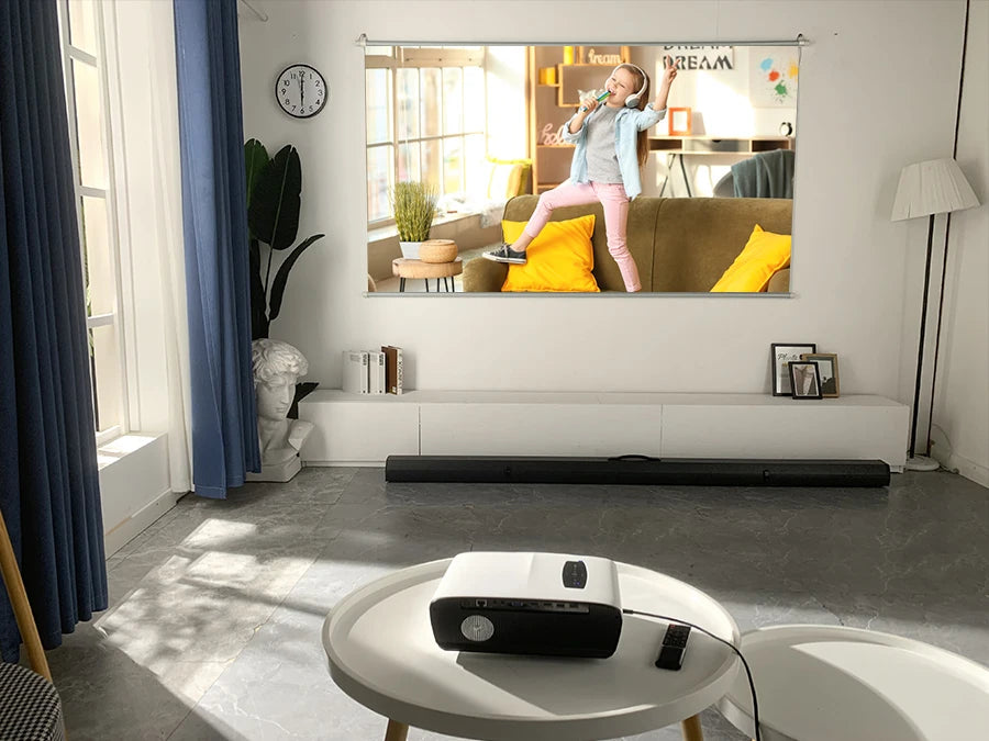 Projecteur Android Smart TV 4K projecteur de lumière du jour à mise au point automatique pour films Home cinéma WIFI 6 projecteur de faisceau ANSI 3000 avec karaoké