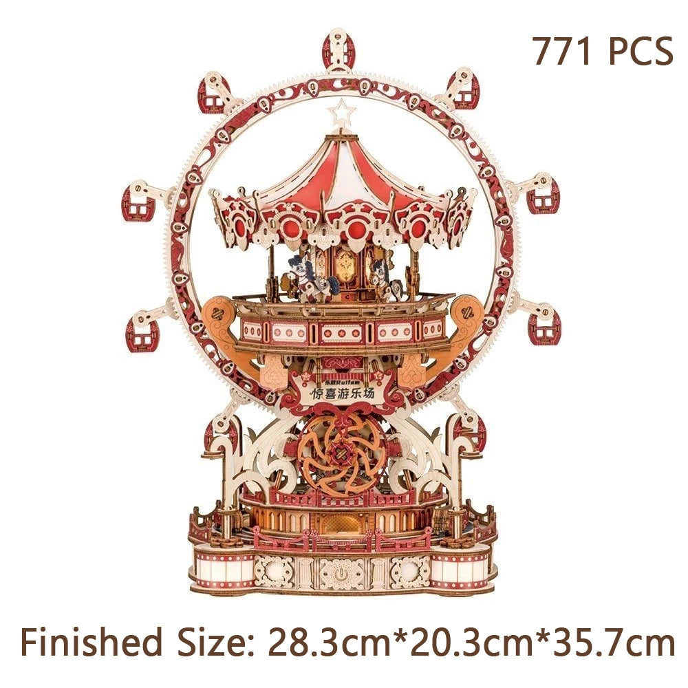 Nouveau bricolage 3D Puzzle en bois aire de jeux modèle Miniature Kits assemblage Puzzles peuvent tourner pour les amis cadeaux d'anniversaire