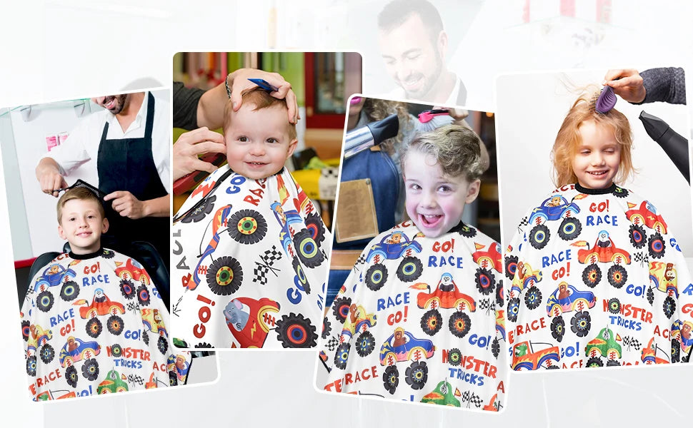 Children's hairdresser's cape, cartoon design, for hair salons, polyester pongee, barber's robe, hair care, hairdressing supplies
