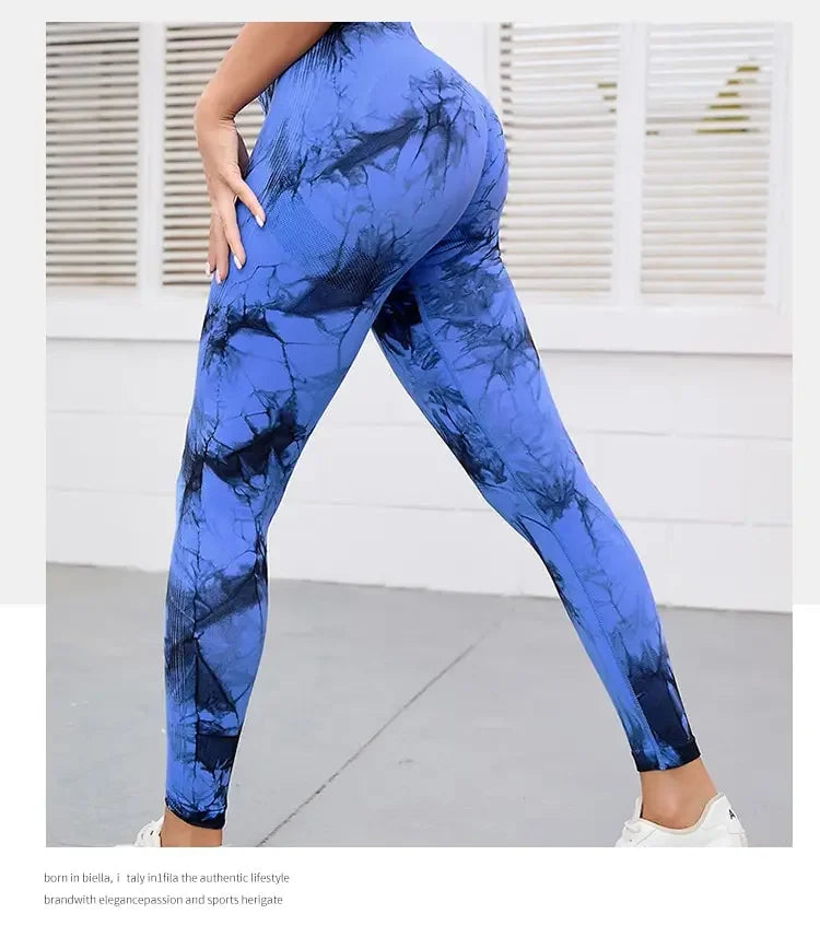Femmes sans couture cravate colorant Yoga Leggings taille haute Fitness Sexy mode Leggings exercice course levage fesses cyclisme Leggings