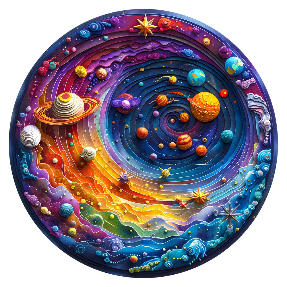Puzzle en bois sur le thème de l'espace adapté aux adultes – Puzzle intellectuel de forme irrégulière stimulant, respectueux de l'environnement