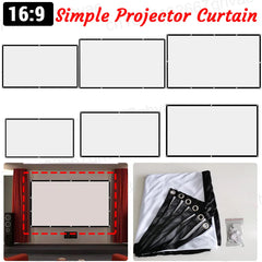 Écran de projection portable simple, grille de rideau, écran HD, cinéma à domicile, bureau, film extérieur, 60 ", 72", 84 ", 100", 120/150"