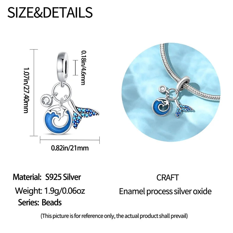 Pendentif de Collection d'écologie marine en argent Sterling 925, mignon, méduse, hippocampe, baleine et tortue, bijoux fins, cadeau de fête sur la plage