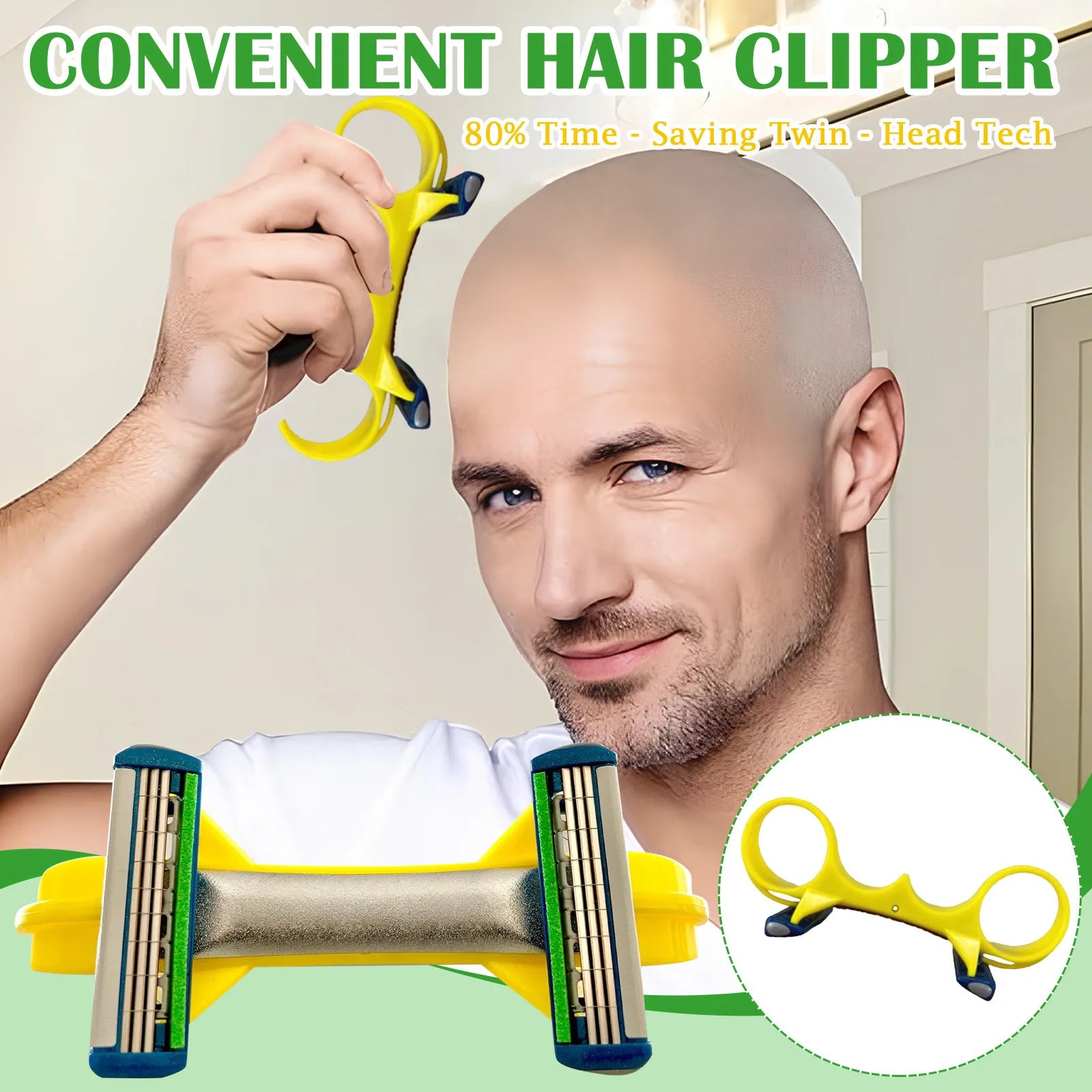 Tondeuse à cheveux chauve rapide à Double tête sphérique pour hommes, pratique, manuelle, pour épilation, rasoir polyvalent