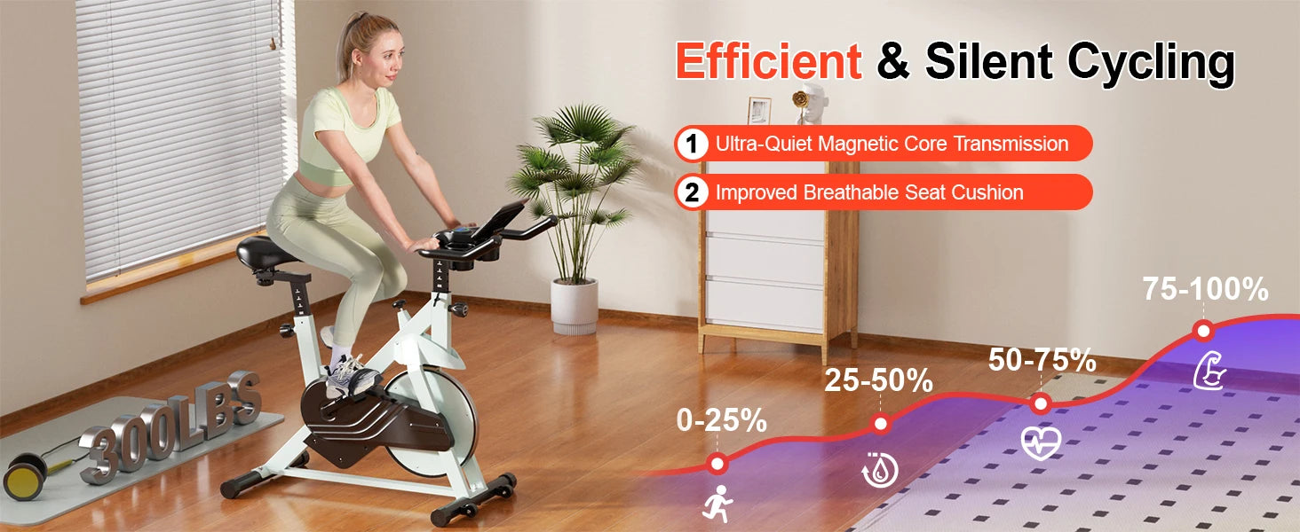 Superun Exercise Bike, 32-Level Magnetic Resistance Stationary Bike for Home, Low Noise Home Training Bike