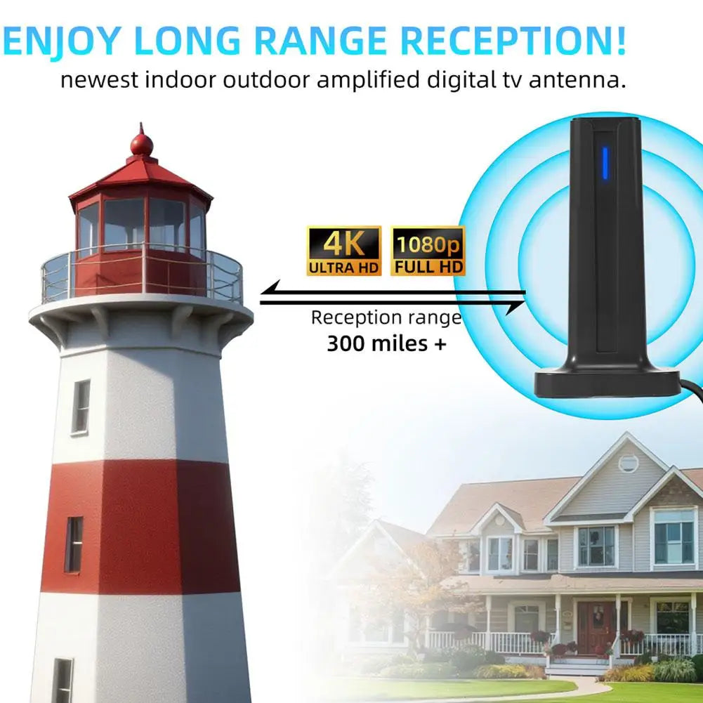Antenne de télévision numérique pour Smart TV antenne de télévision intérieure antenne HDTV de réception longue portée prend en charge 4K 1080p avec Base de bâton