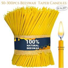 50-300 pièces bougies en cire d'abeille naturelle bougies hanukkah décoratives bougies d'anniversaire en cire d'abeille pour gâteau de prière d'église noël 6,29 pouces