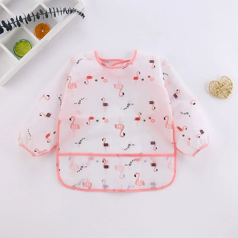 Bavoir de dessin animé en Silicone pour bébé de 0 à 6 ans, bavoirs doux, vêtements mignons pour tout-petits, sans BPA, tablier imperméable à manches longues