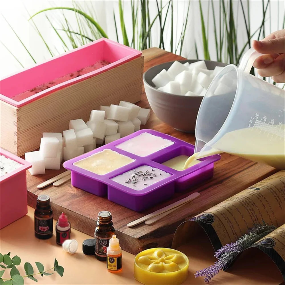 Kit de fabrication de savon fait à la main, boîte de découpe en bambou et boîte intérieure avec moule en Silicone, coupe droite en acier inoxydable et coupe ondulée, bricolage