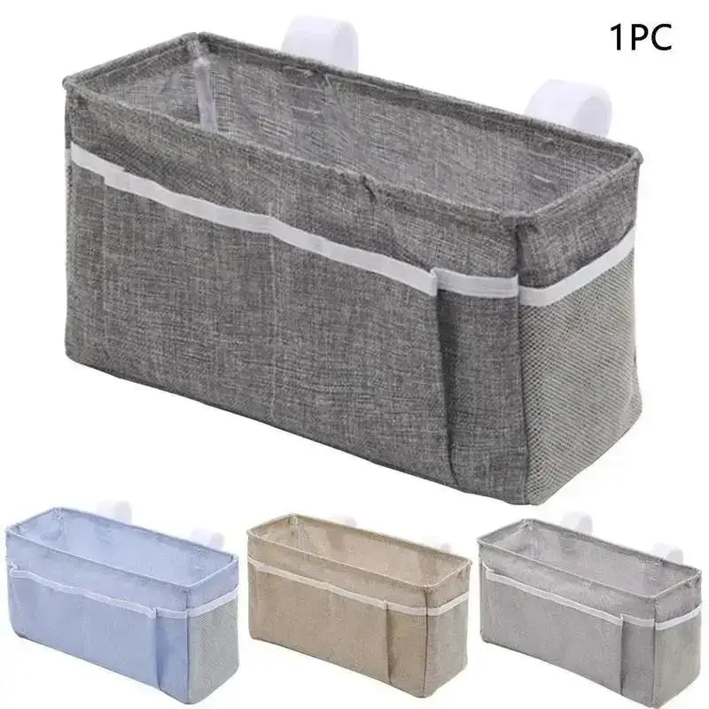 Organisateur de rangement de chevet en lin pour voiture, sac suspendu pour articles divers, poches Multifu pour lits superposés, pochette latérale, organisateur de maquillage