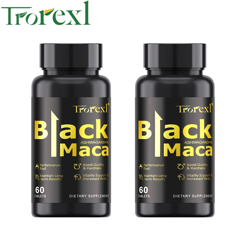 Pilules de Maca noires biologiques, 60 comprimés pour hommes, supplément améliorant, améliore la taille, l'endurance, favorise l'énergie saine