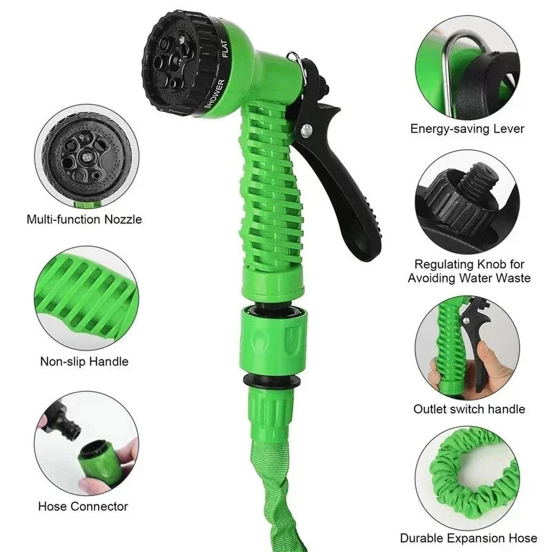Tuyau magique extensible, lavage de voiture à haute pression, 7 fonctions de pulvérisation d'eau, pistolet à eau, tuyau d'arrosage de jardin domestique