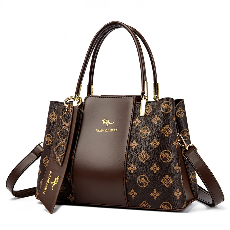 Sac à main de luxe imprimé grande capacité en cuir souple pour femmes, sac à bandoulière de loisirs de styliste pour dames
