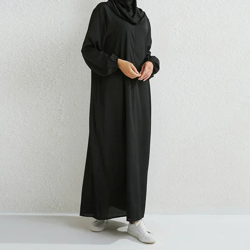 Women's Pop Eid Muslim Abaya Ramadan Moroccan Arabic Pockets Long Floral Dress Dubai Caftan Islamic Abayas Zippers Casual Dresses