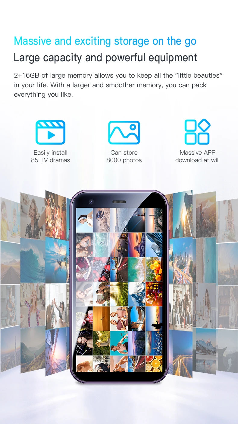 SOYES XS15 Mini Smartphone 3.0 "Android8.1 Quad-core 2GB RAM 16GB ROM double SIM veille réseau 3G petit téléphone