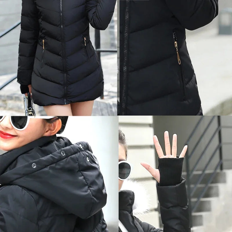 2025 nouveauté mode mince femmes veste d'hiver coton rembourré chaud épaissir dames manteau longs manteaux Parka femmes vestes