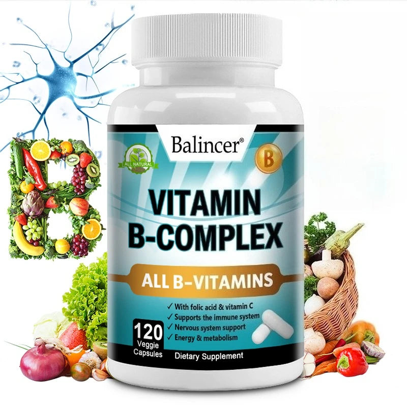 Complément complexe de vitamine B, contenant d'acide folique et de la vitamine C, soutient l'énergie, la santé immunitaire, le supplément antioxydant