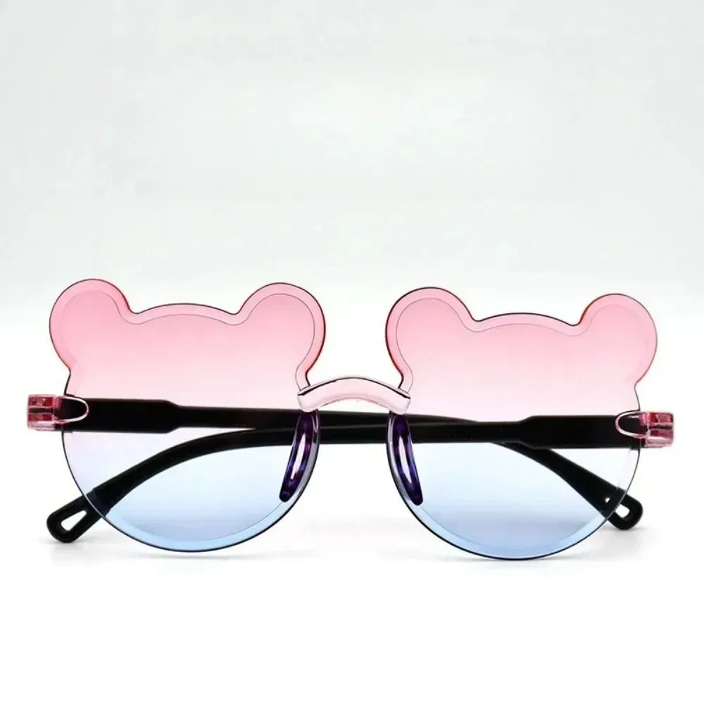 Lunettes de soleil pour enfants, ours de dessin animé mignon, pour garçons et filles, sans monture, UV400, pour voyage en plein air, ski