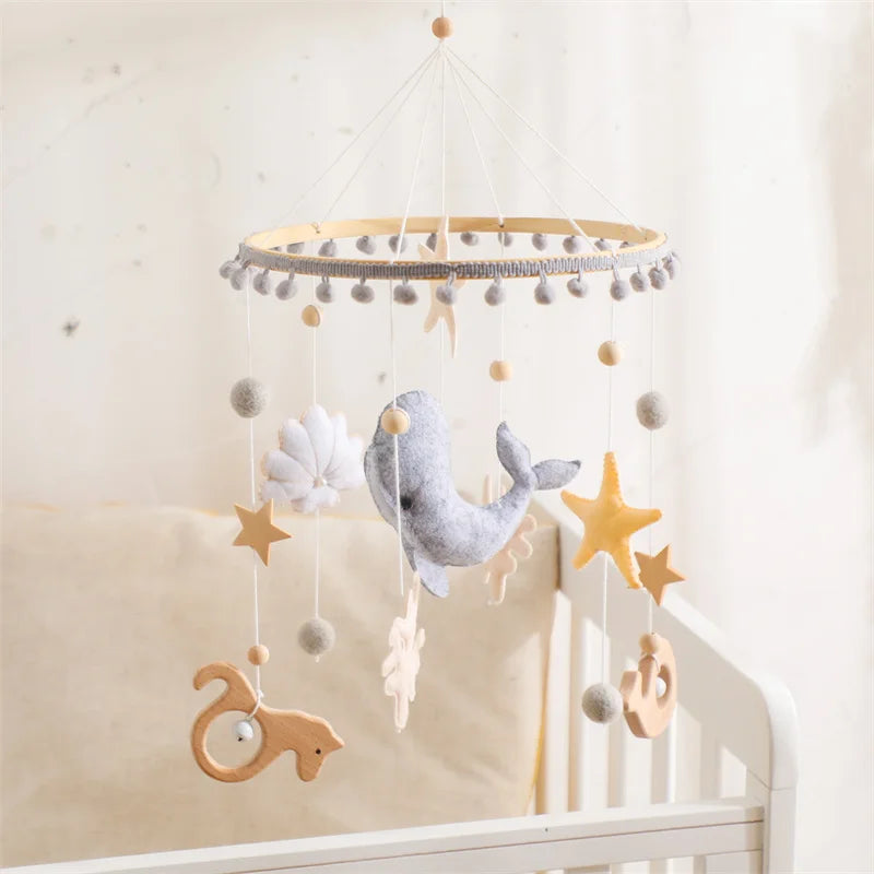 Hochets pour nouveau-né de 0 à 12 mois, jouets en feutre doux, cloche de lit de baleine, berceau Mobile suspendu, carrousel Musical, jouet pour garçons et filles, cadeau