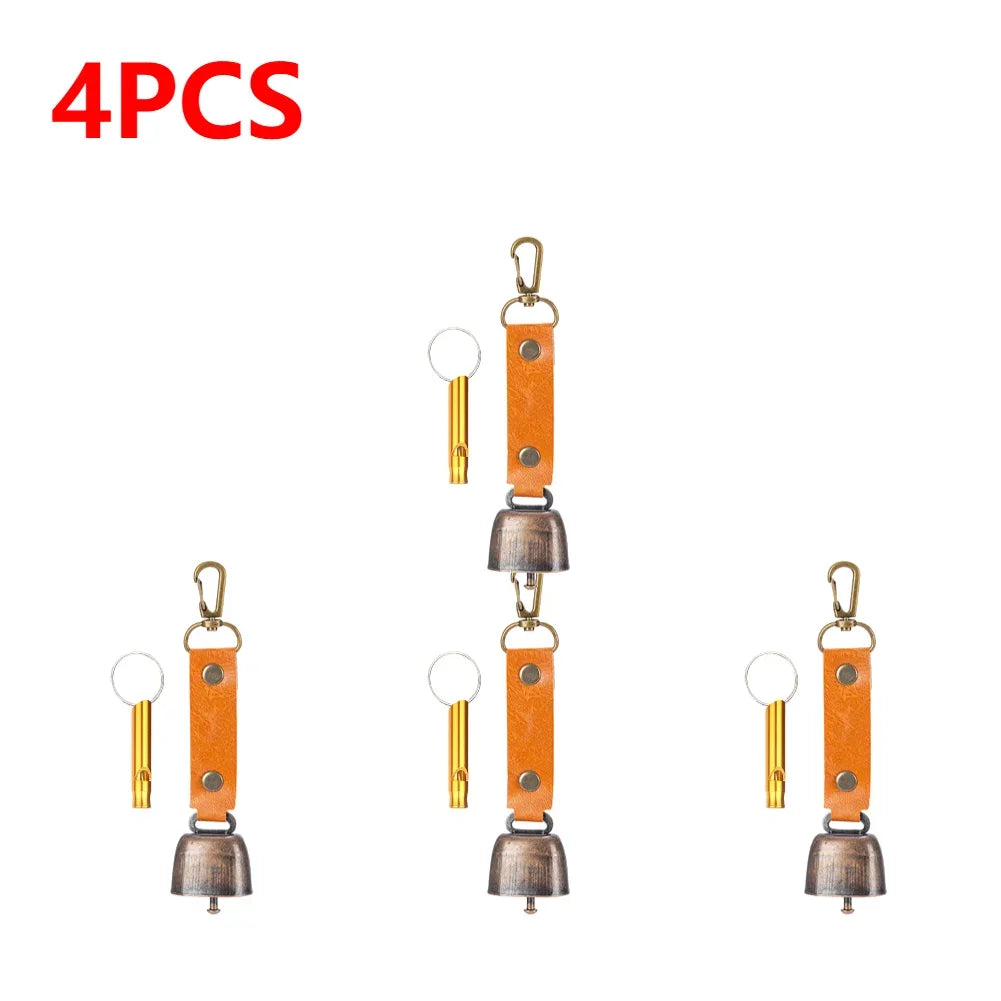 Loud bear bell with emergency whistle set, magnetic bear bell, silent repellent bell, bear bell for bear deterrence, 1-5 pieces