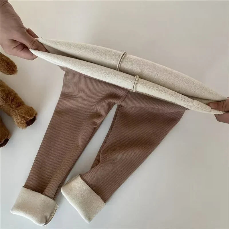 Pantalons pour enfants garçons automne hiver épais chaud filles Leggings couleur unie pantalons pour enfants vêtements pour enfants