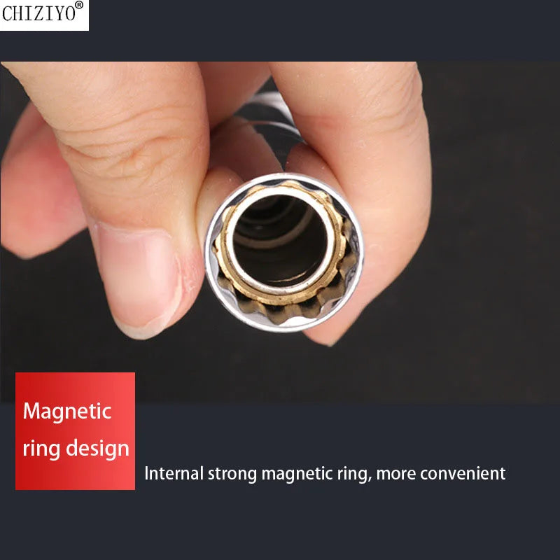 Clé universelle pour bougie d'allumage, 3/8 magnétique, 12 angles, paroi fine pour 14mm 16mm, retrait de bougie d'allumage, outil de réparation automobile